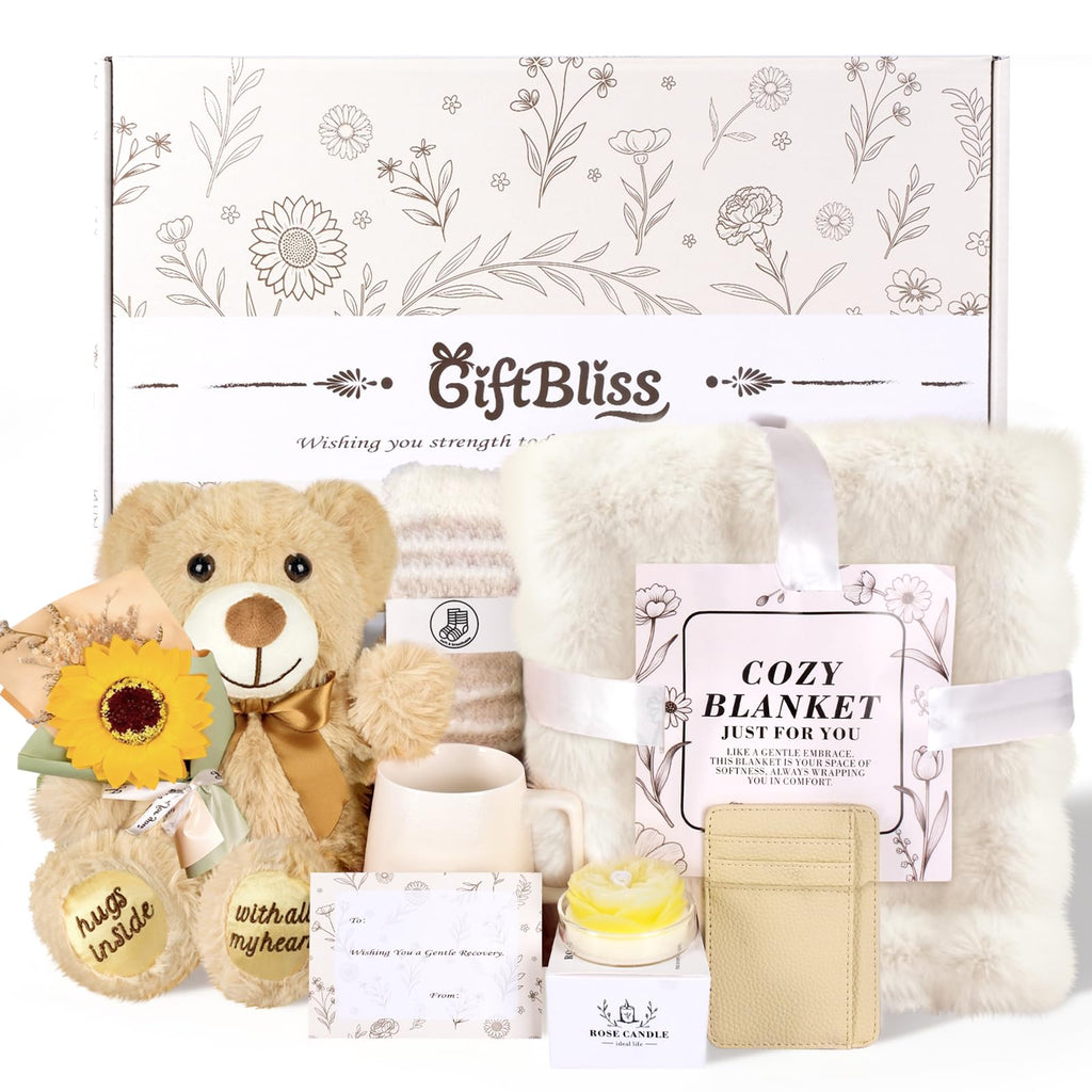 Get Well Soon Gift Basket with Blanket, Mug, Teddy Bear, Aromatherapy F7938