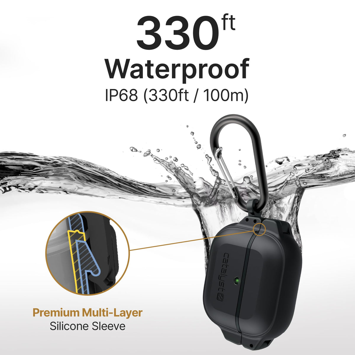 Waterproof Shockproof Protective Case for AirPods 3rd Generation with Carabiner H2635