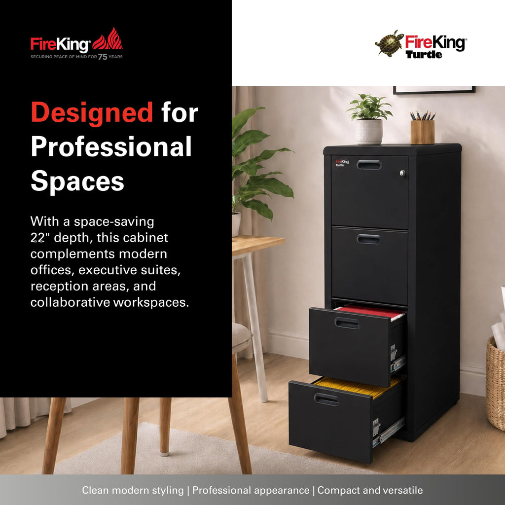 Black 4 Drawer Fire Rated File Cabinet S8093