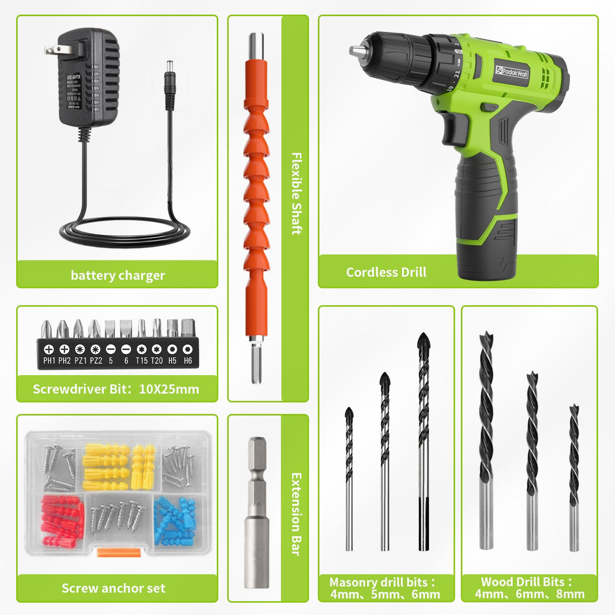Cordless Drill Set 12V with Battery and Charger Q92097