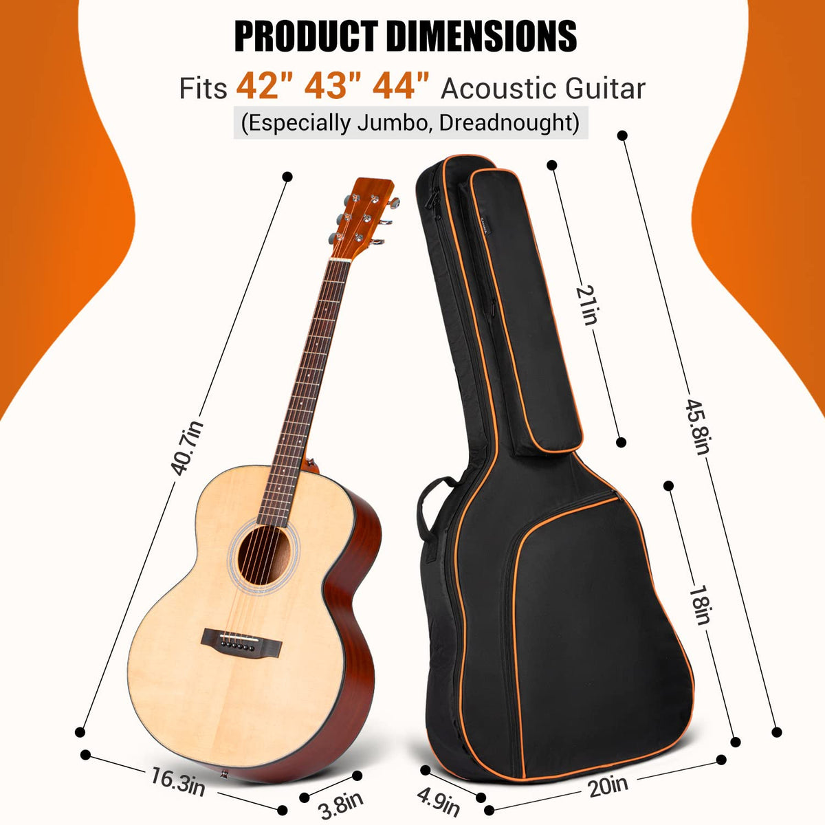 44 Inch Guitar Bag with Adjustable Shoulder Strap I575