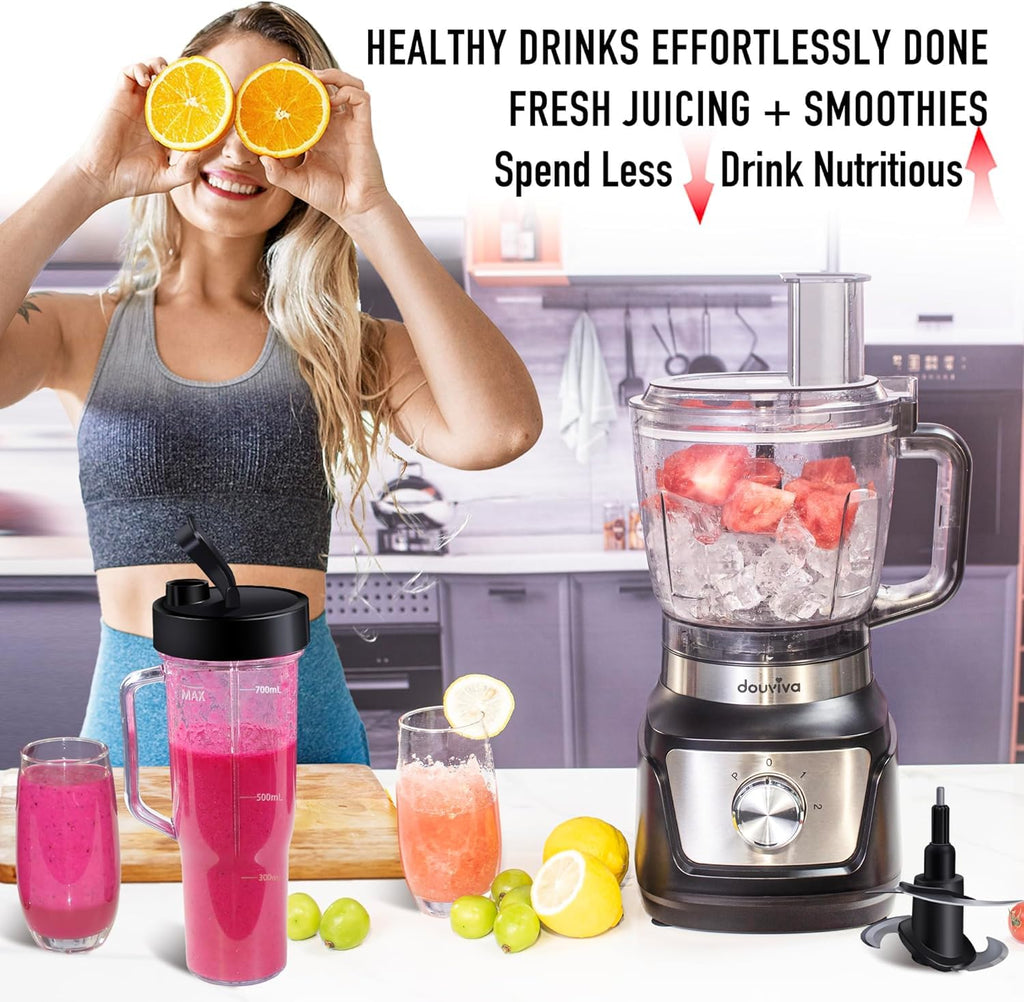 8-Cup Food Processor & Blender Combo, 1000W, Black T846514