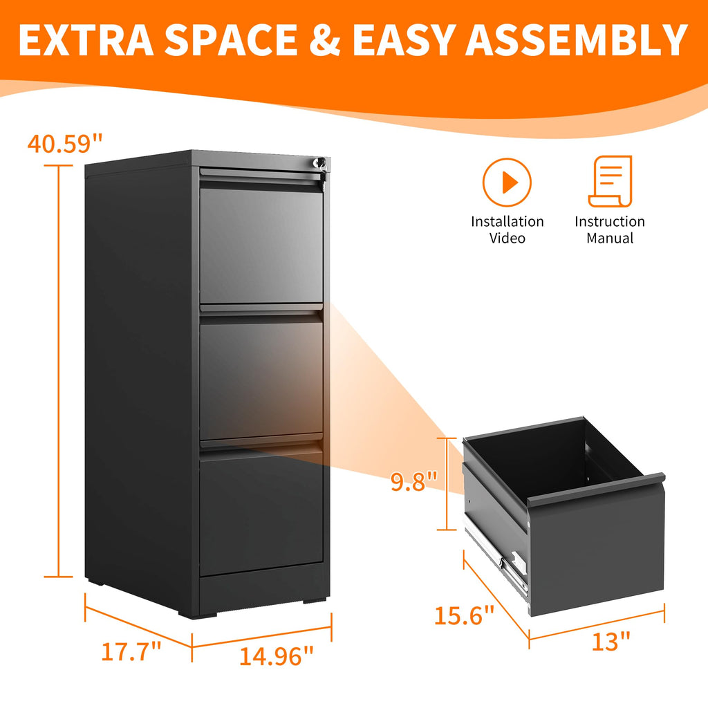 Metal File Cabinet with Drawer Heavy Duty Locking D99872