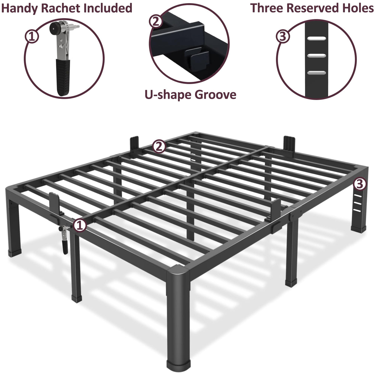 18 inch Queen Metal Platform Bed Frame N412