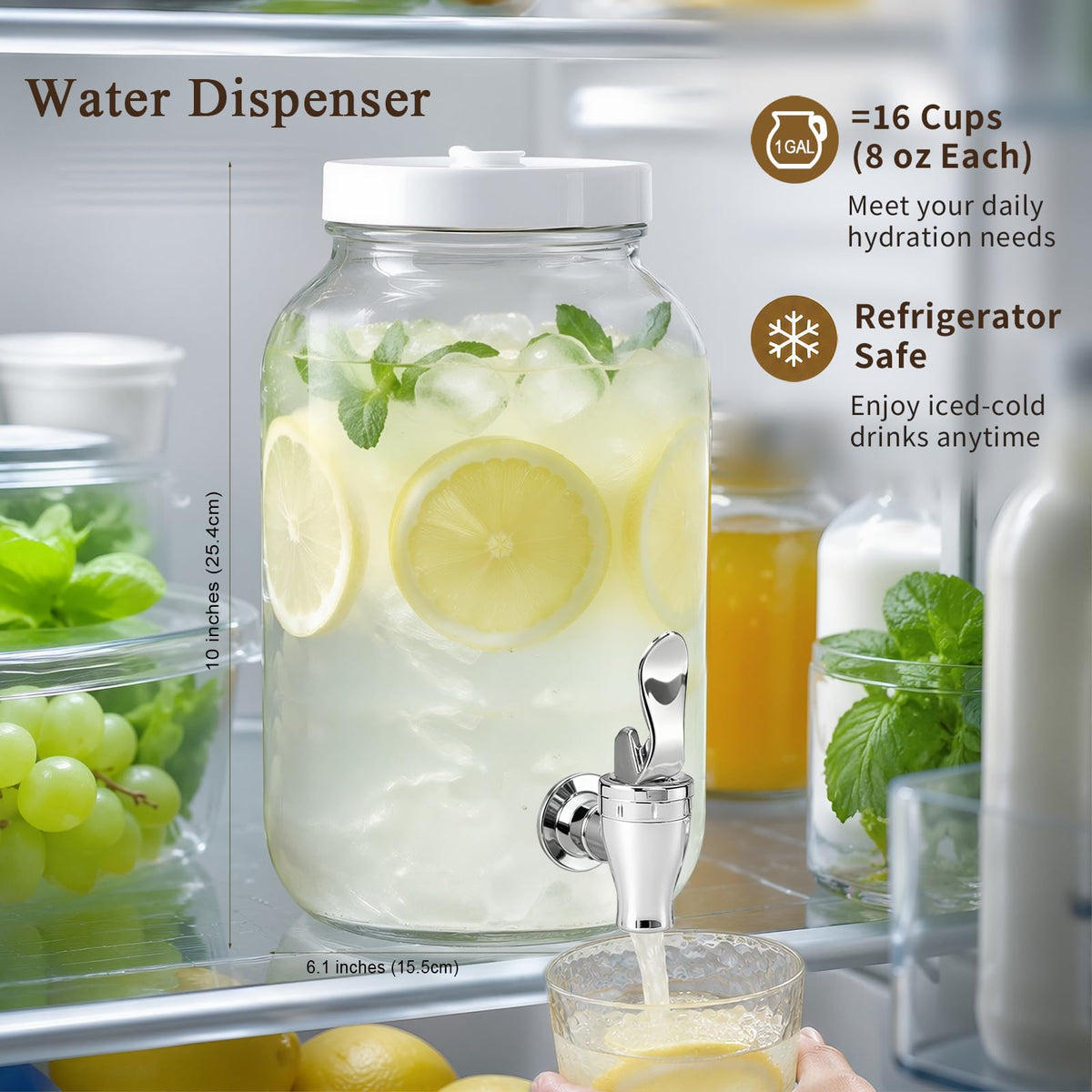 1 Gallon Glass Drink Dispensers with Spigot (2 Pack) M9505