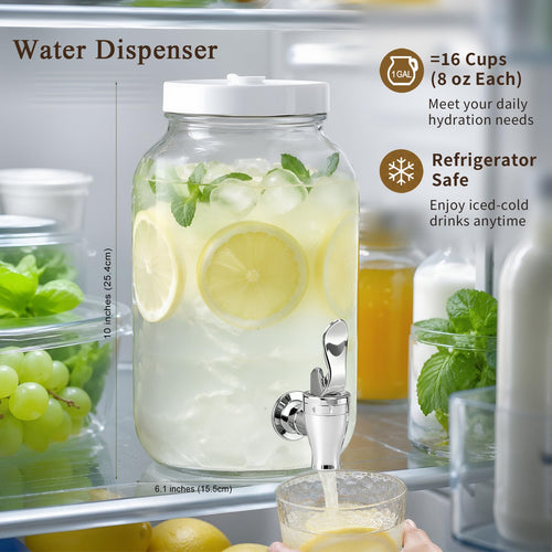 1 Gallon Glass Drink Dispensers with Spigot (2 Pack) M9505