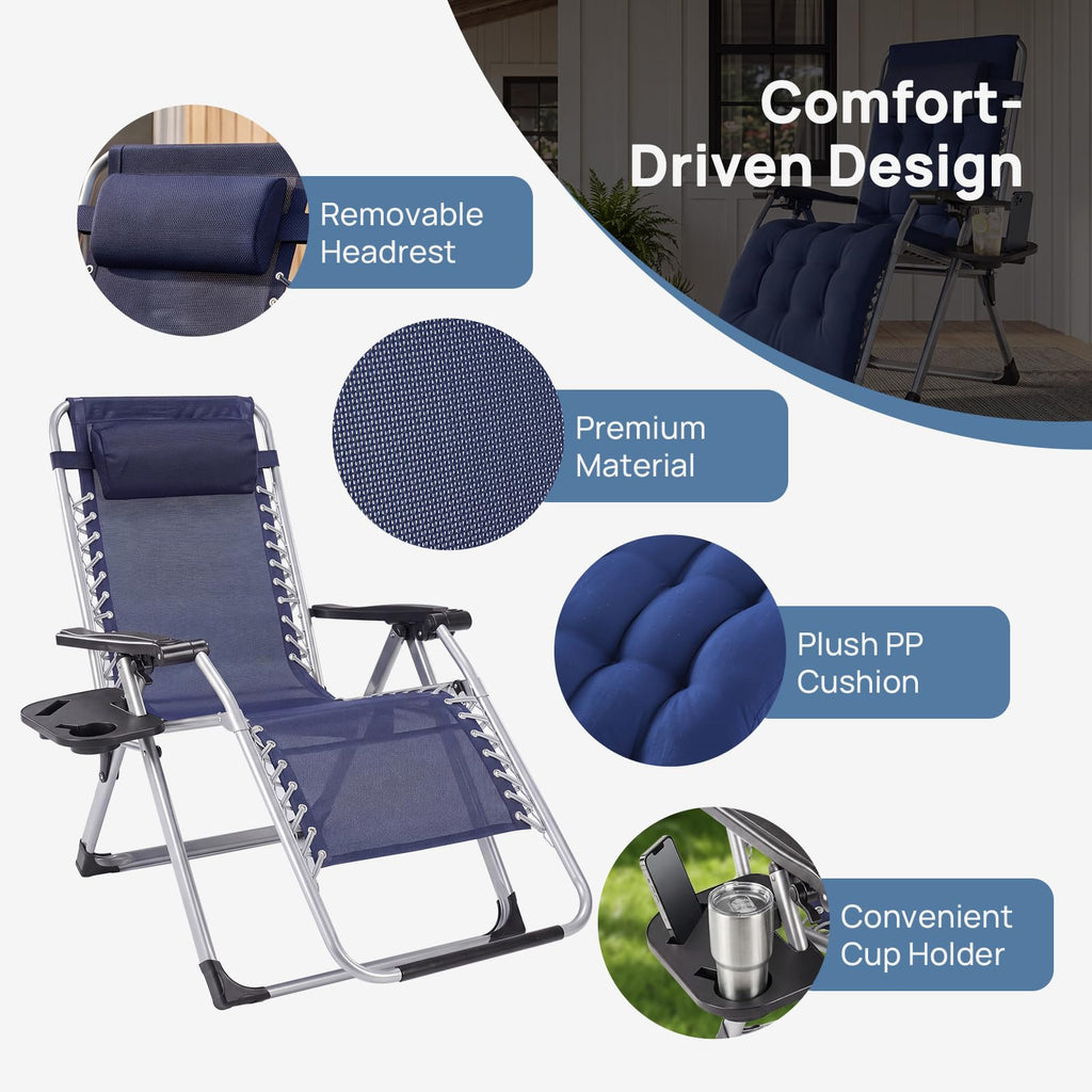 Zero Gravity Chairs Set of 2 with Cup Holder F582