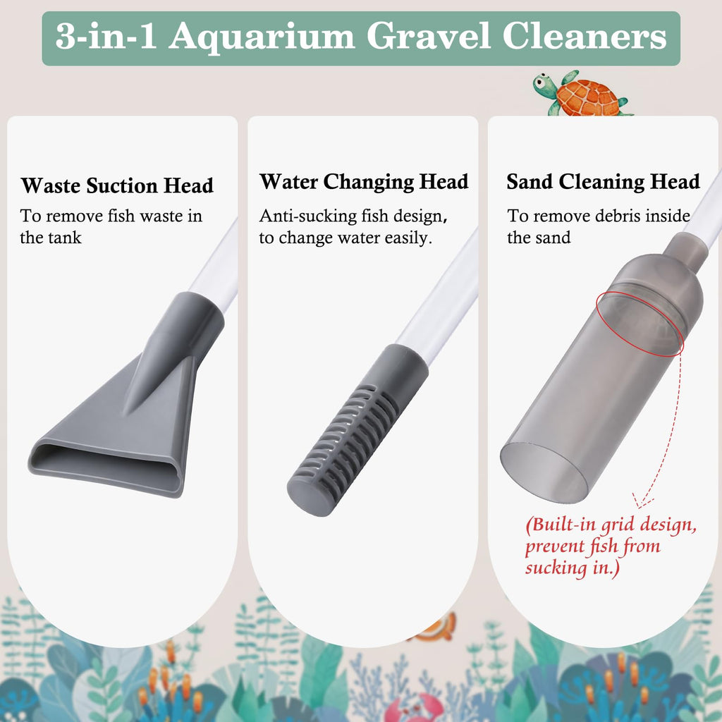 3-in-1 Aquarium Vacuum Gravel Cleaner with Siphon Hose Y2369