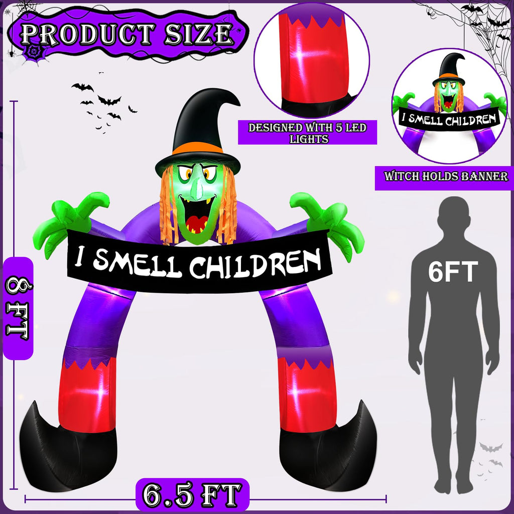 8Ft Halloween Inflatable Witch Archway S471