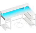 53 inch Reversible L Shaped Desk with LED Lights & Power Outlets G841