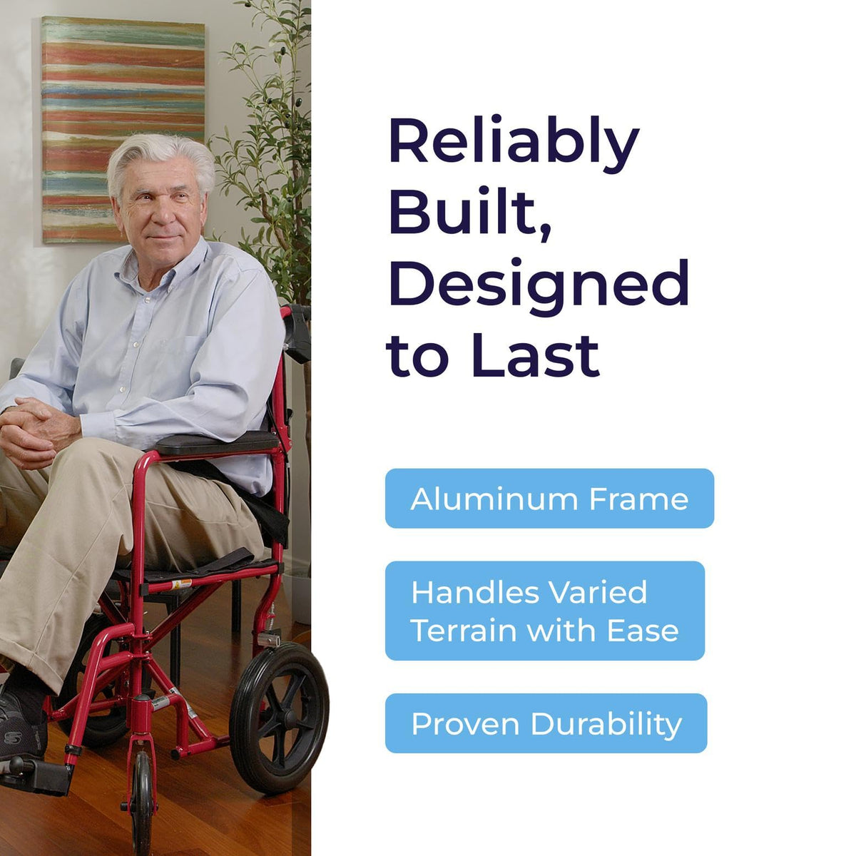 Red Transport Wheelchair with Hand Brakes M3951