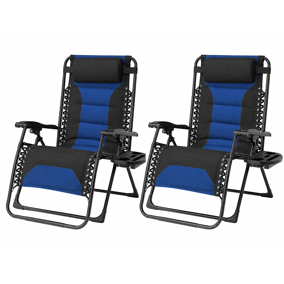 Oversized Zero Gravity Chair 2 Pack Folding Recliner with Pillow & Cup Holder R26593