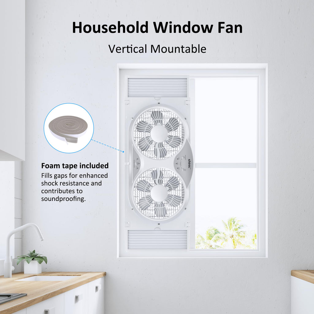 Twin Window Fan with Remote Control, Reversible, 9 inch, 3 Speed Z269451