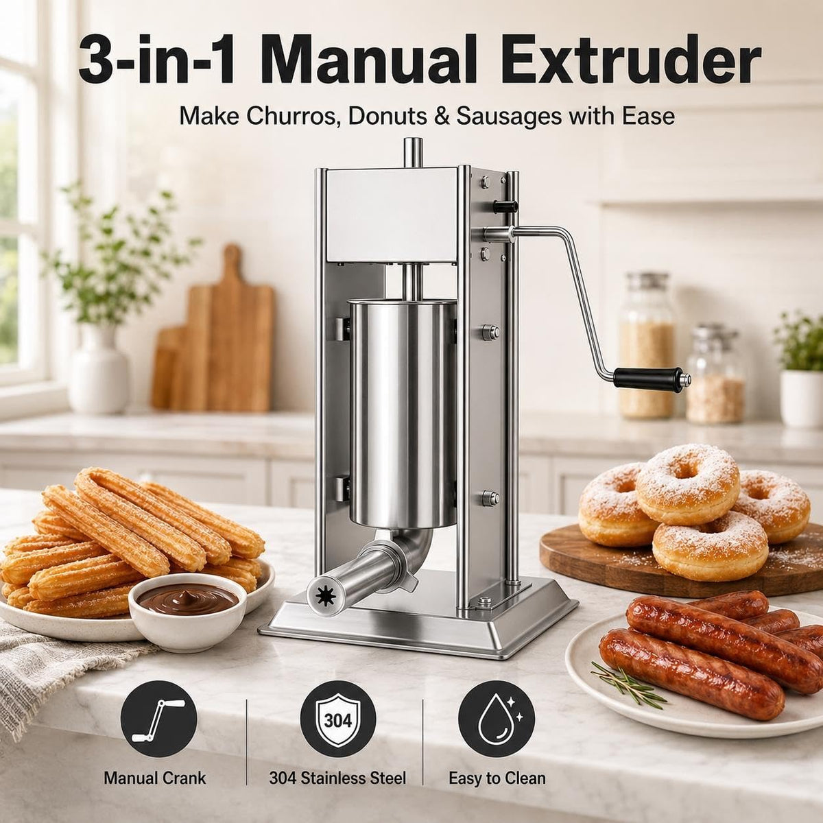 3L 304 Stainless Steel Sausage Stuffer & Churro Maker D626935