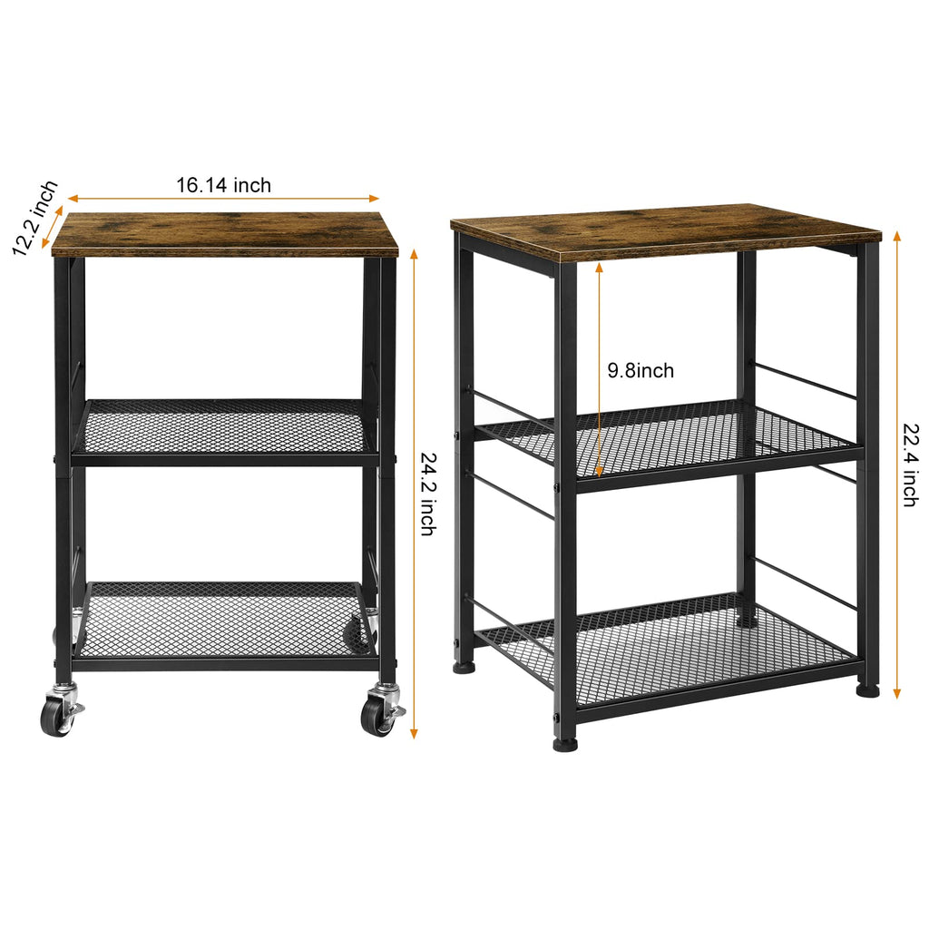 Small 3 Tier Wood Side Table with Metal Frame P84741