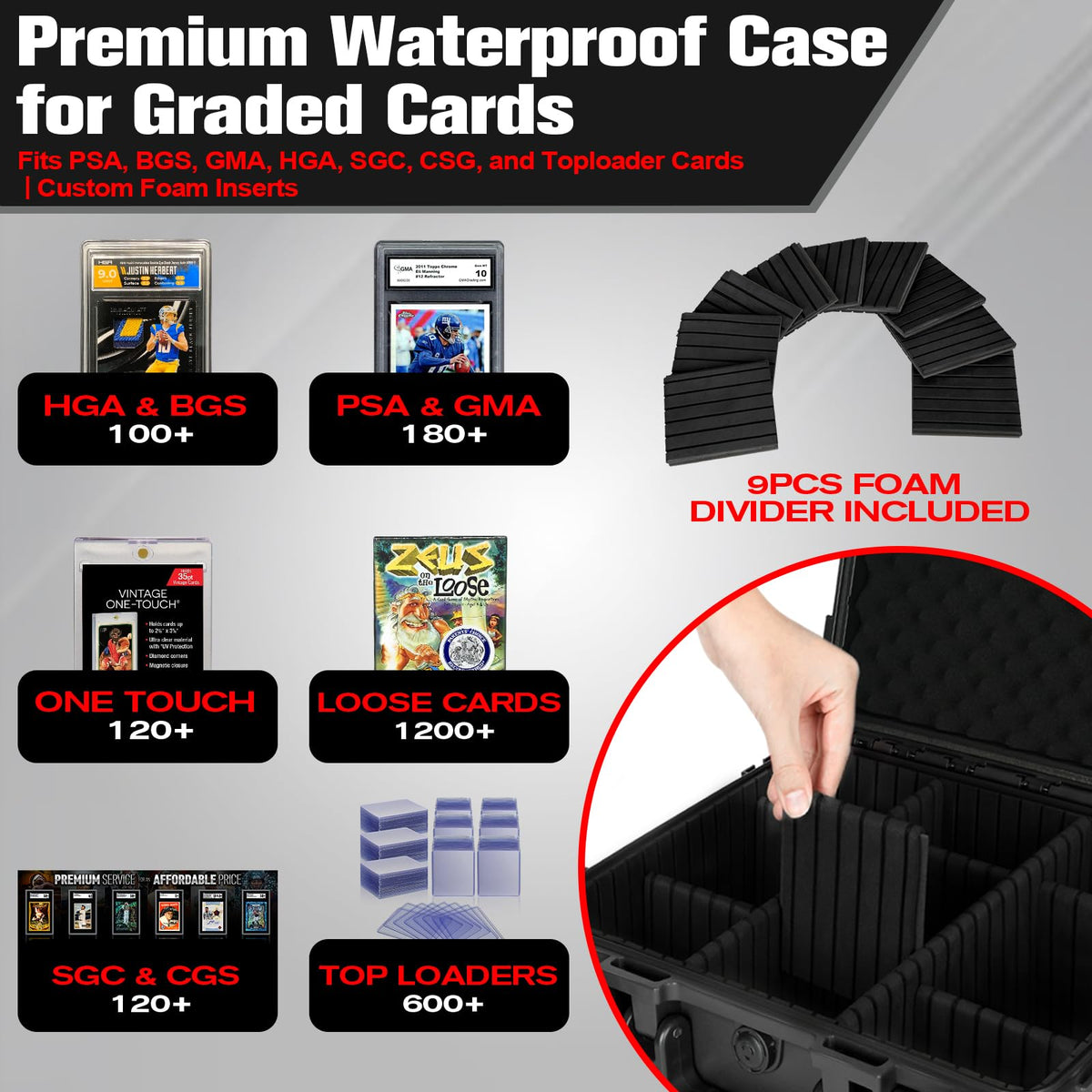 Graded Card Storage Box with 9 Dividers H581149