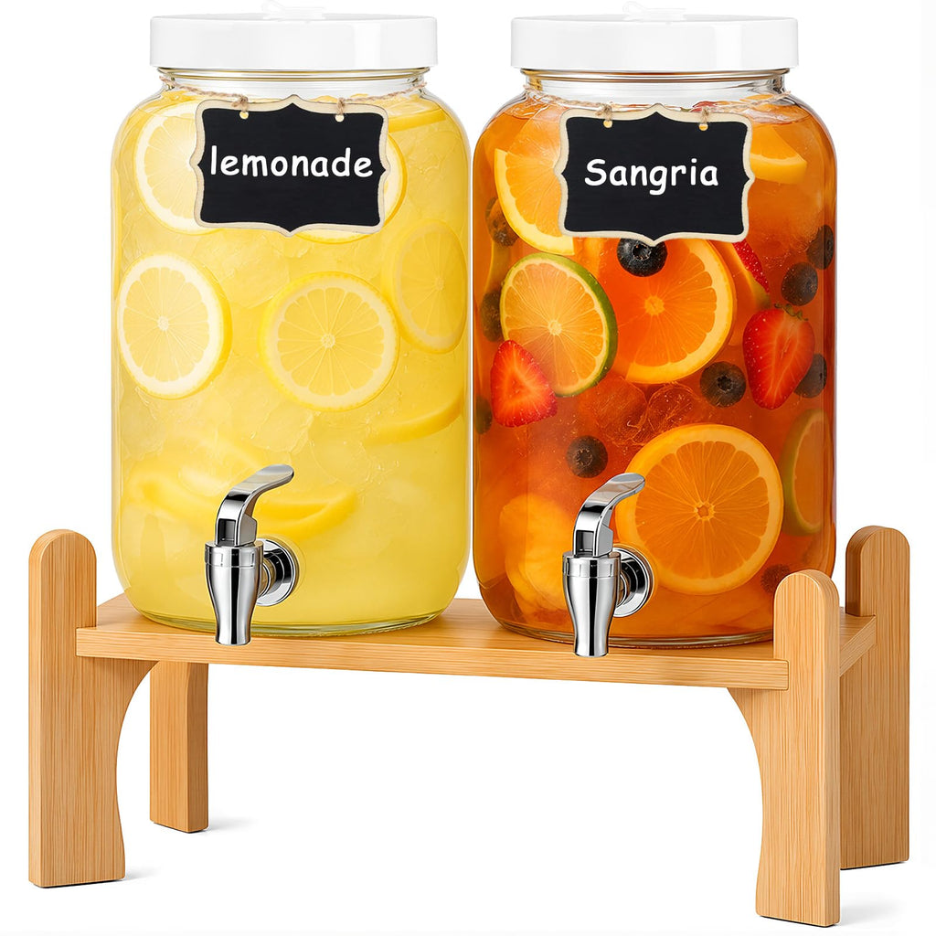 1 Gallon Glass Drink Dispensers with Spigot (2 Pack) M9505