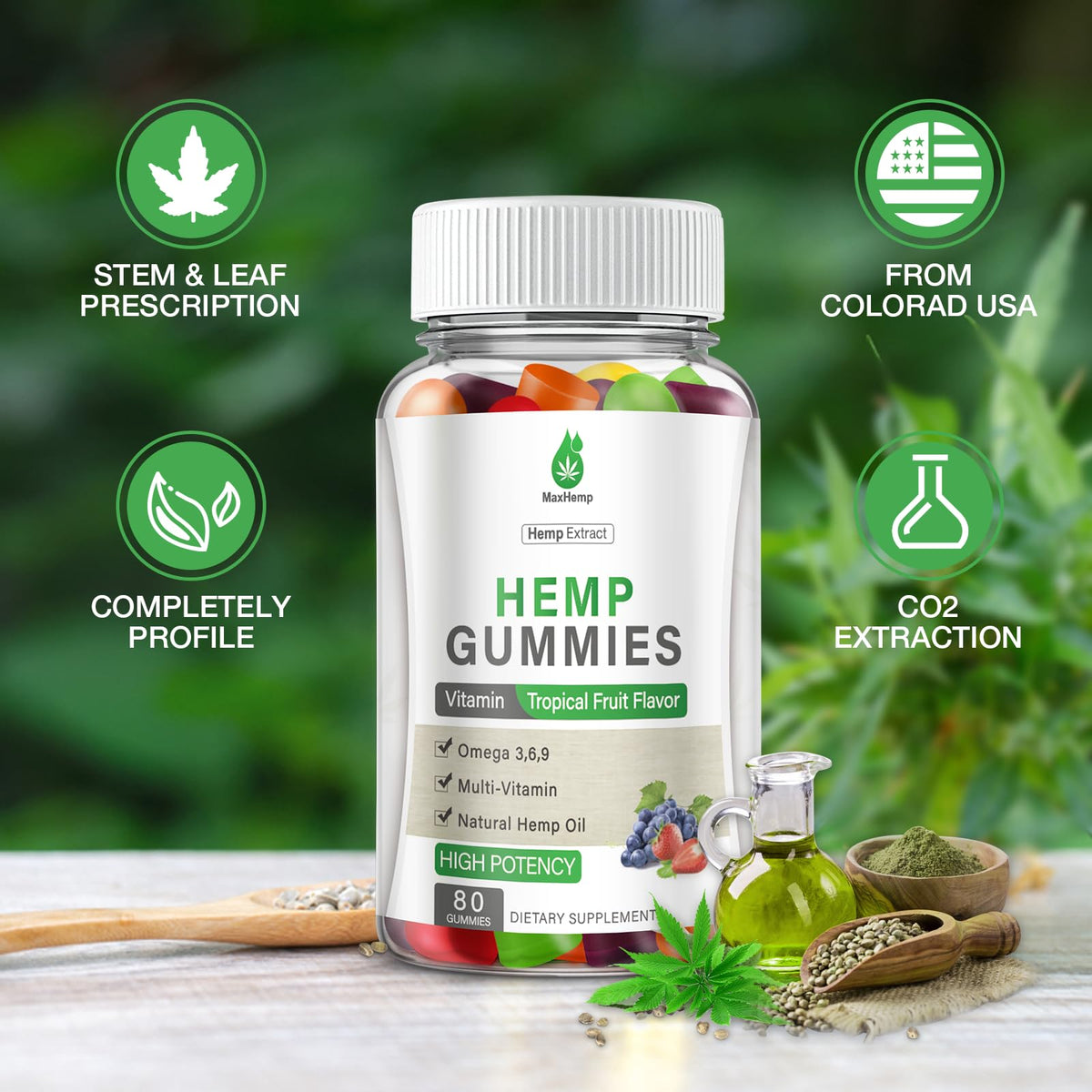 Organic Hemp Gummies 4 Pack Vegan F436
