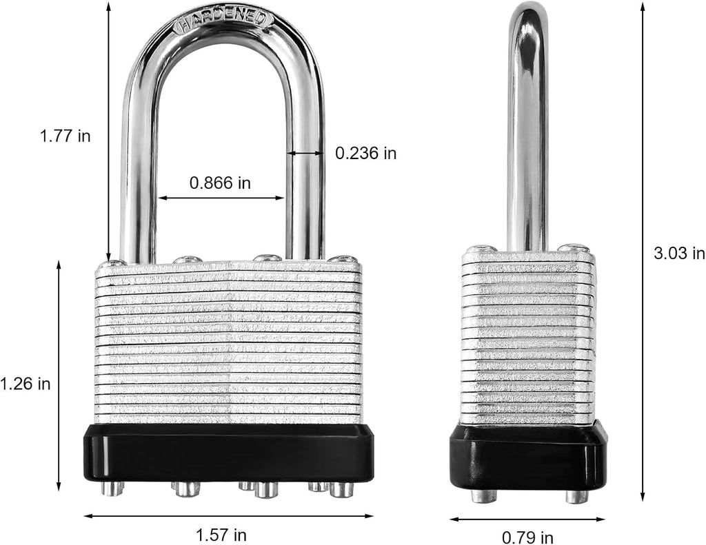 4 Pack Heavy Duty Laminated Padlocks with Same Key E9525