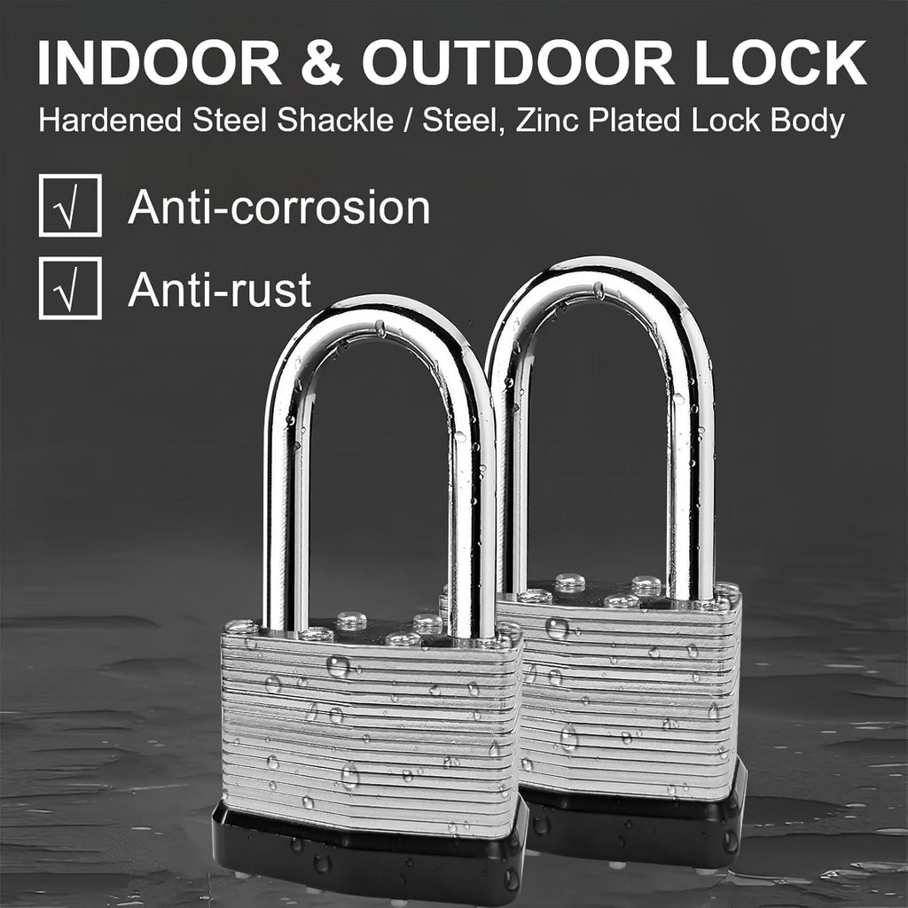 4 Pack Heavy Duty Laminated Padlocks with Same Key E9525