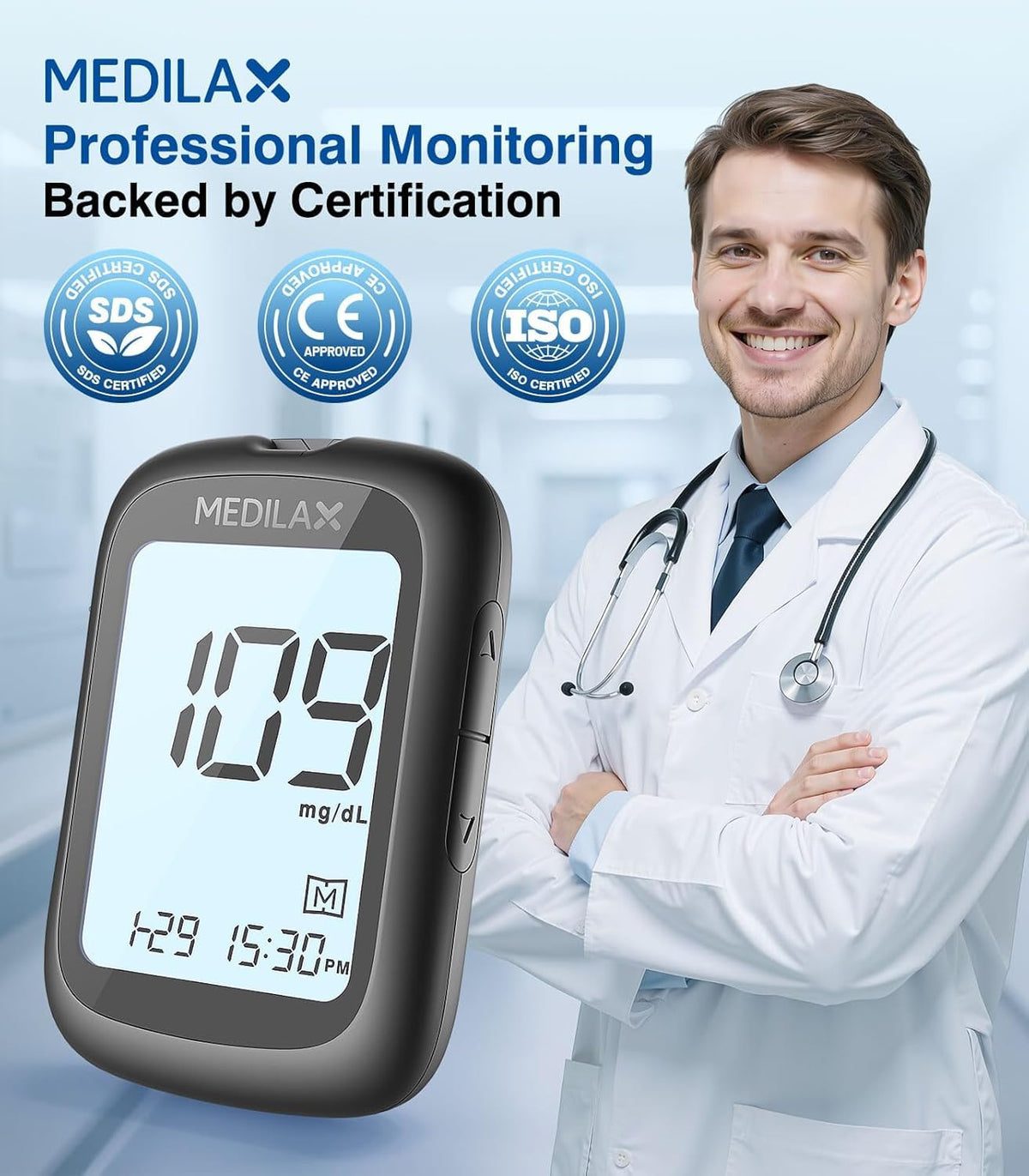 Blood Glucose Monitor Kit with 100 Strips W4343