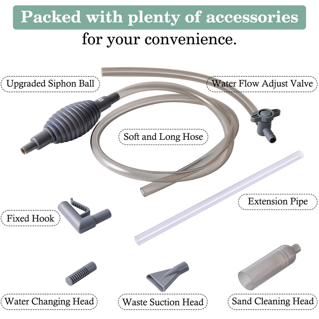 3-in-1 Aquarium Vacuum Gravel Cleaner with Siphon Hose Y2369