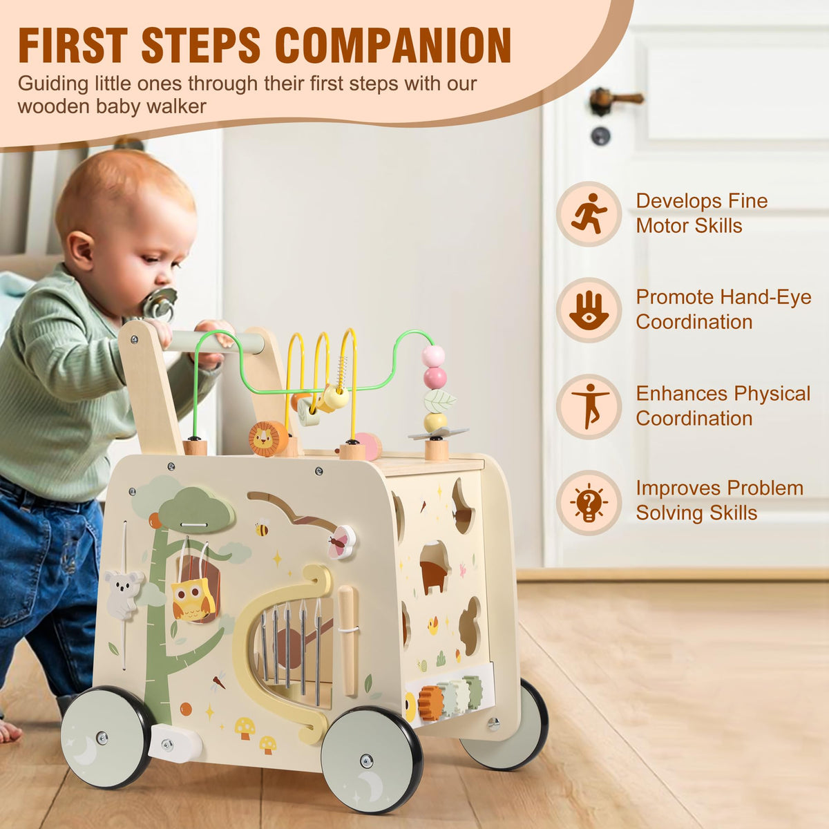 Wooden Activity Cube Push Walker N479061