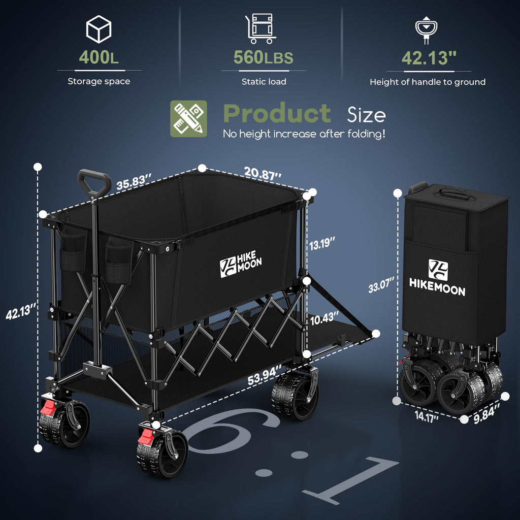 Collapsible Wagon with Extended Tailgate, Black K302