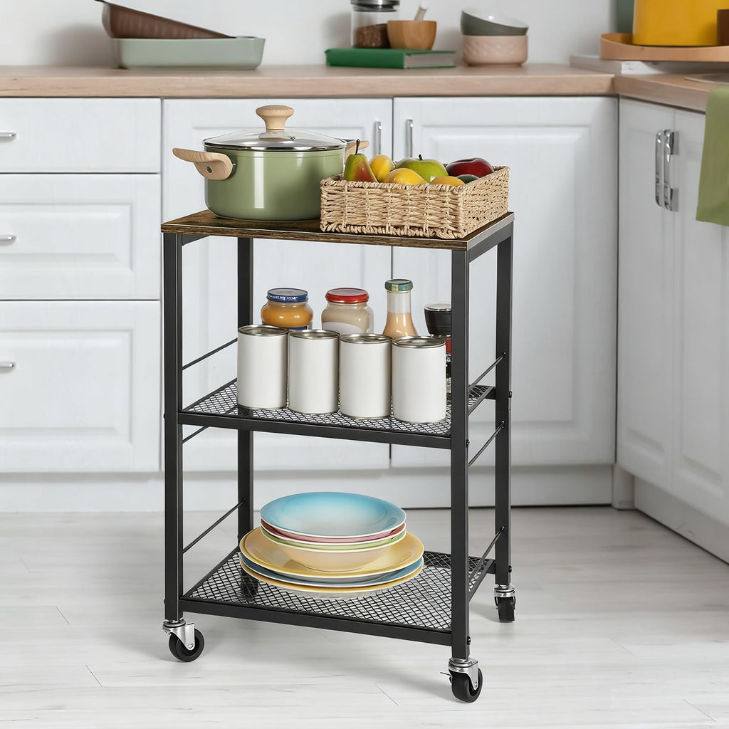 Small 3 Tier Wood Side Table with Metal Frame P84741