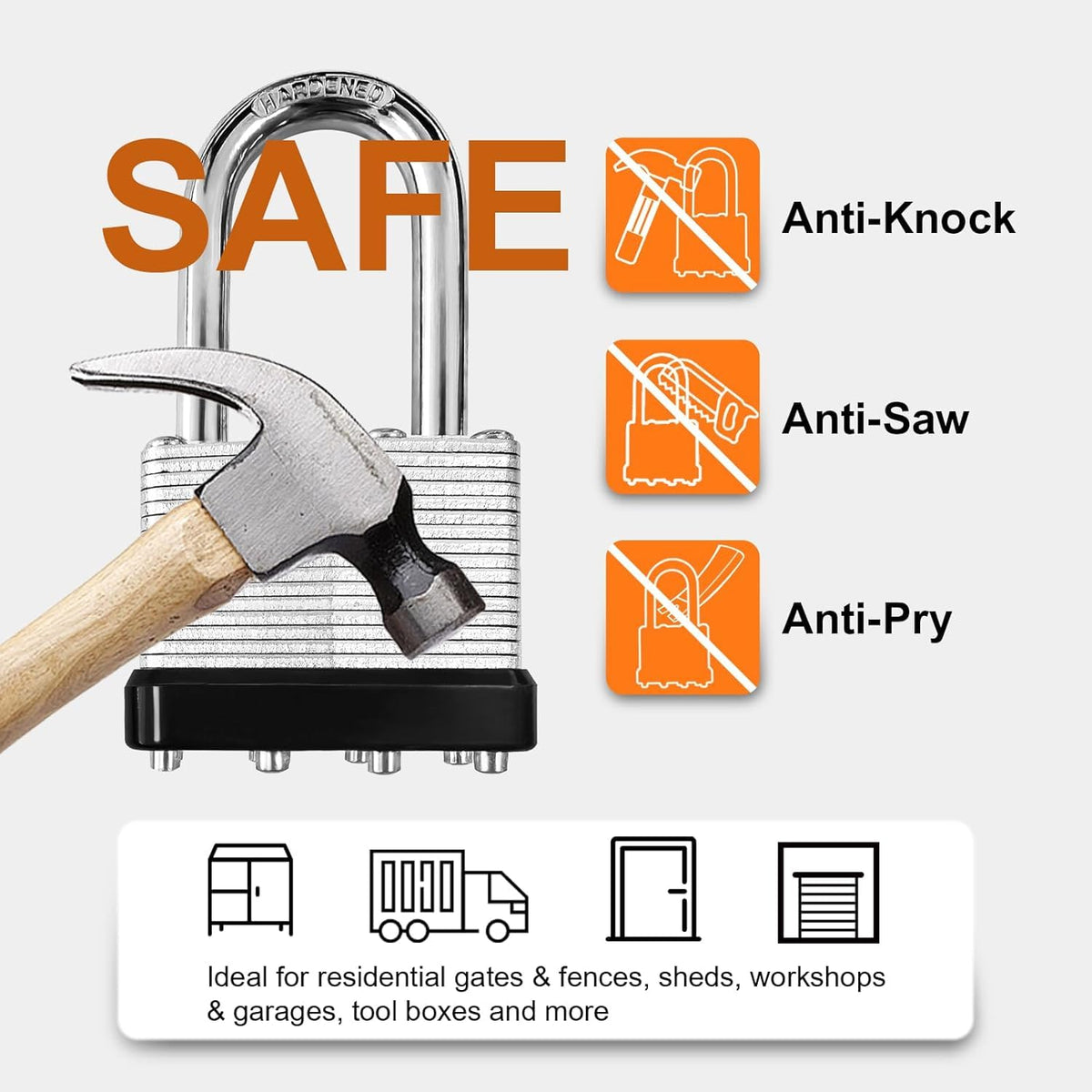 4 Pack Heavy Duty Laminated Padlocks with Same Key E9525