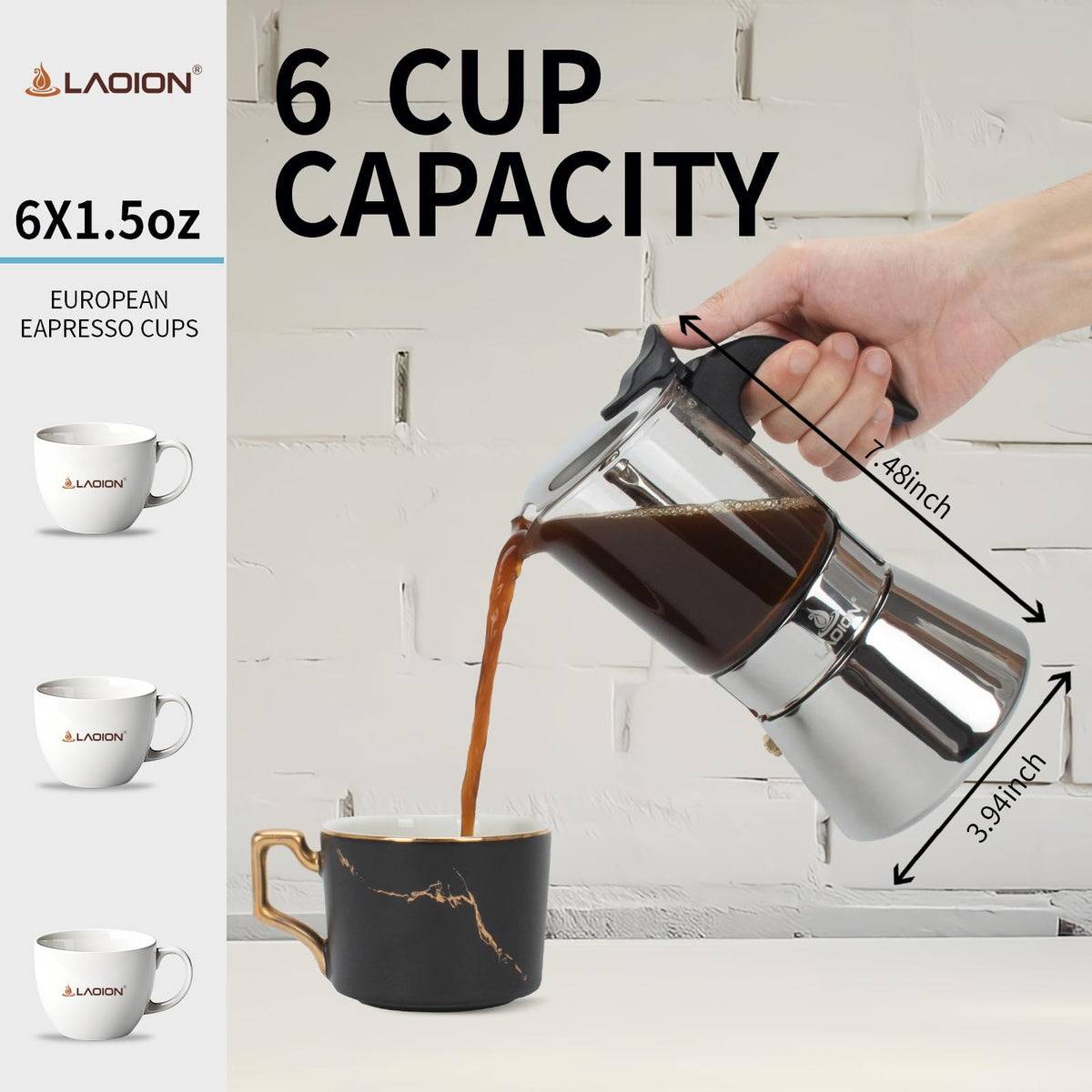 Stovetop Espresso Maker 6 Cup Moka Pot L14715