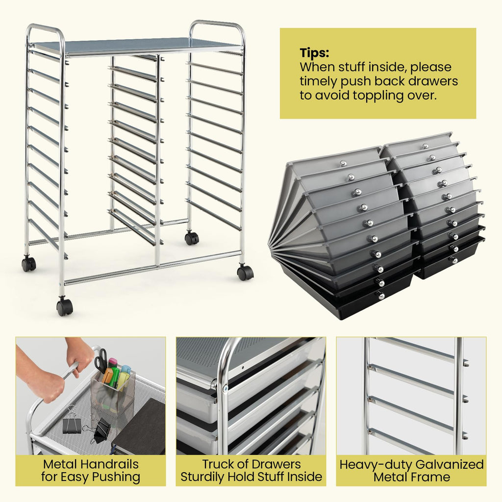20 Drawer Multicolor Rolling Storage Cart I8175