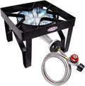 200K BTU Propane Burner with 0-20Psi Regulator and Steel Braided Hose Y338