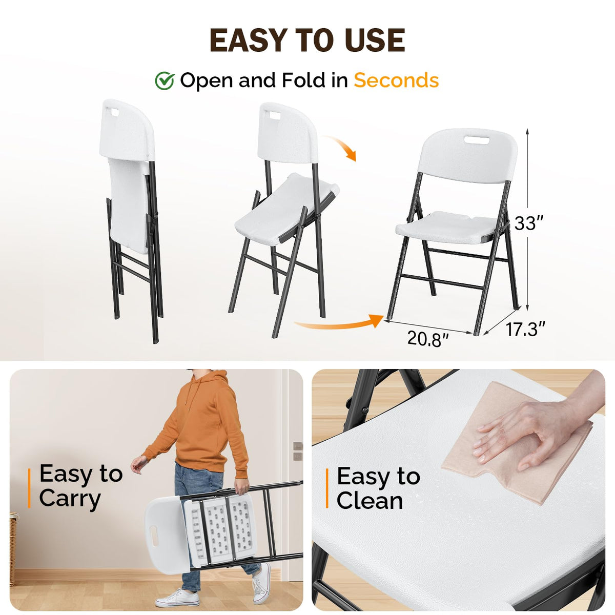White 4 Pack Folding Chairs T1479