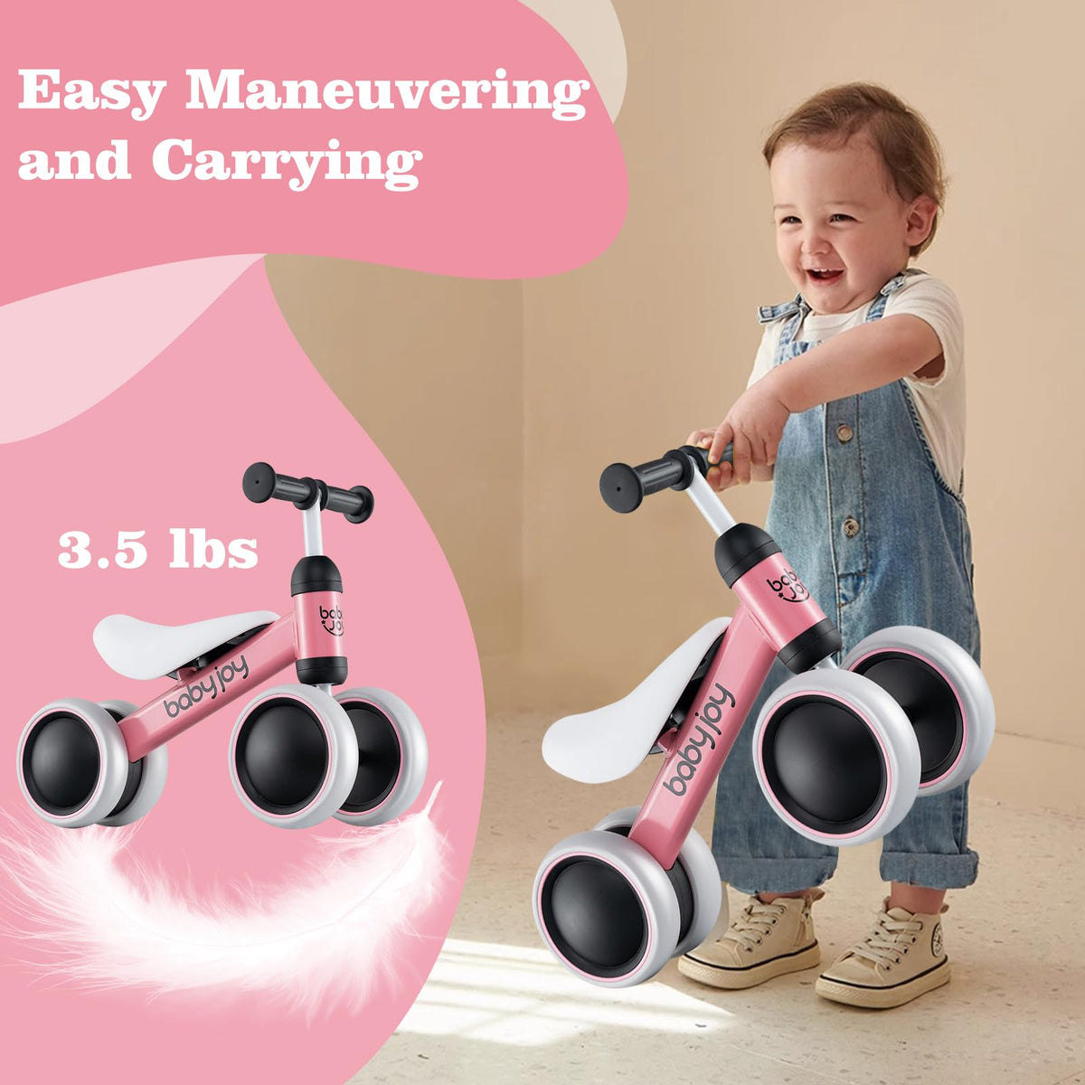 No Pedal 4 Wheels Toddler Balance Bike with Soft Seat W333923