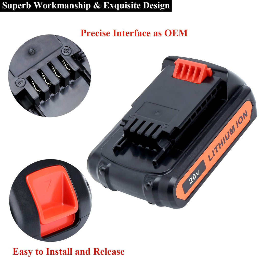 4.0Ah 20V MAX Compatible with Black and Decker Battery A517995