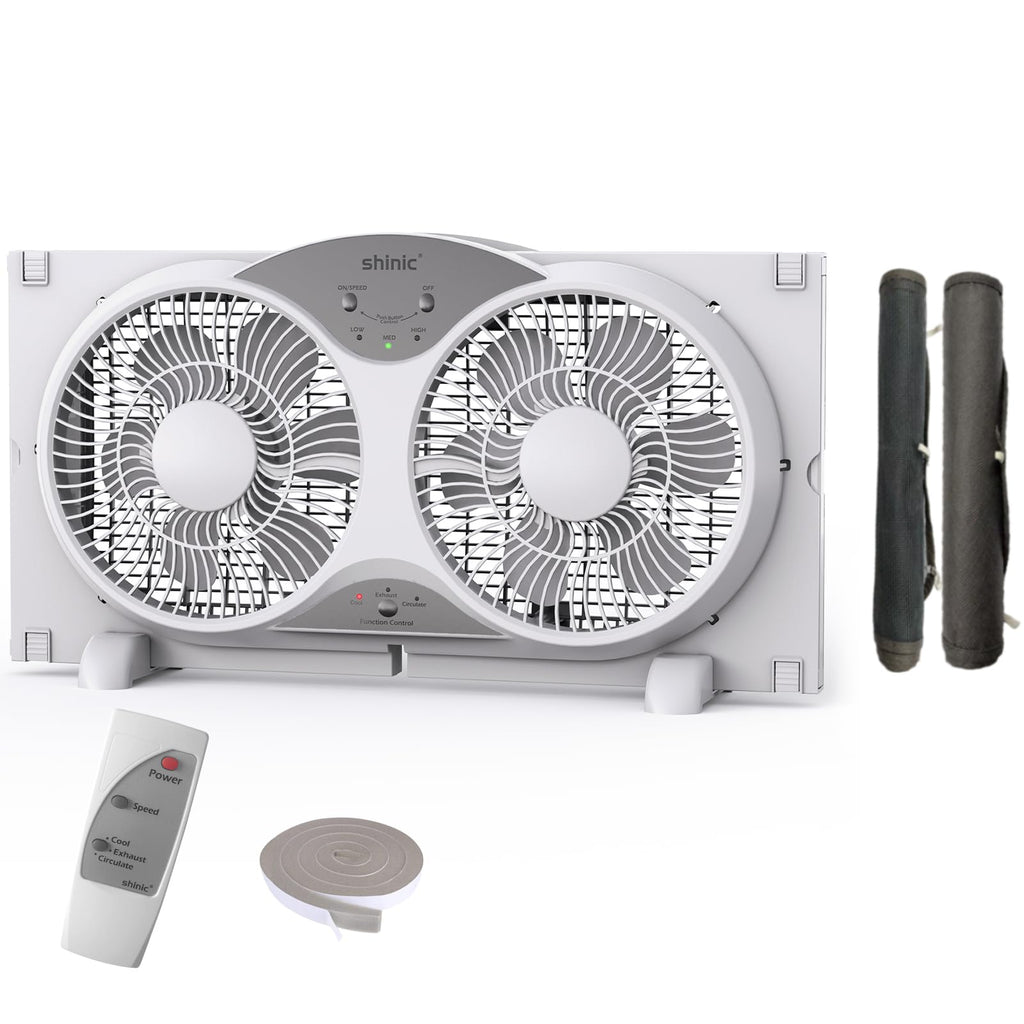 Twin Window Fan with Remote Control, Reversible, 9 inch, 3 Speed Z269451