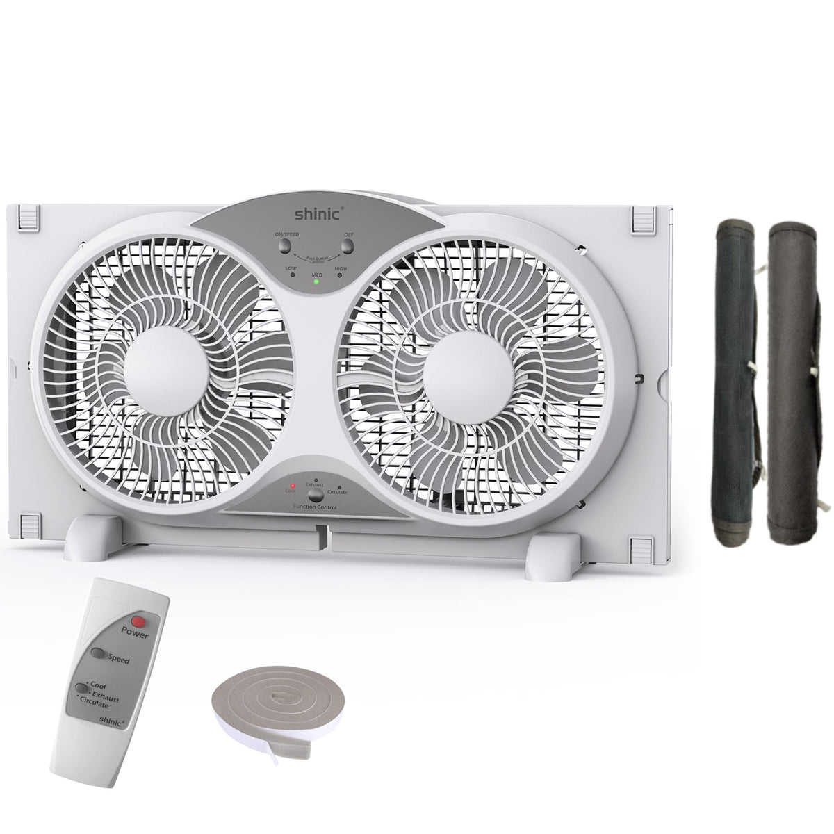 Twin Window Fan with Remote Control, Reversible, 9 inch, 3 Speed Z269451