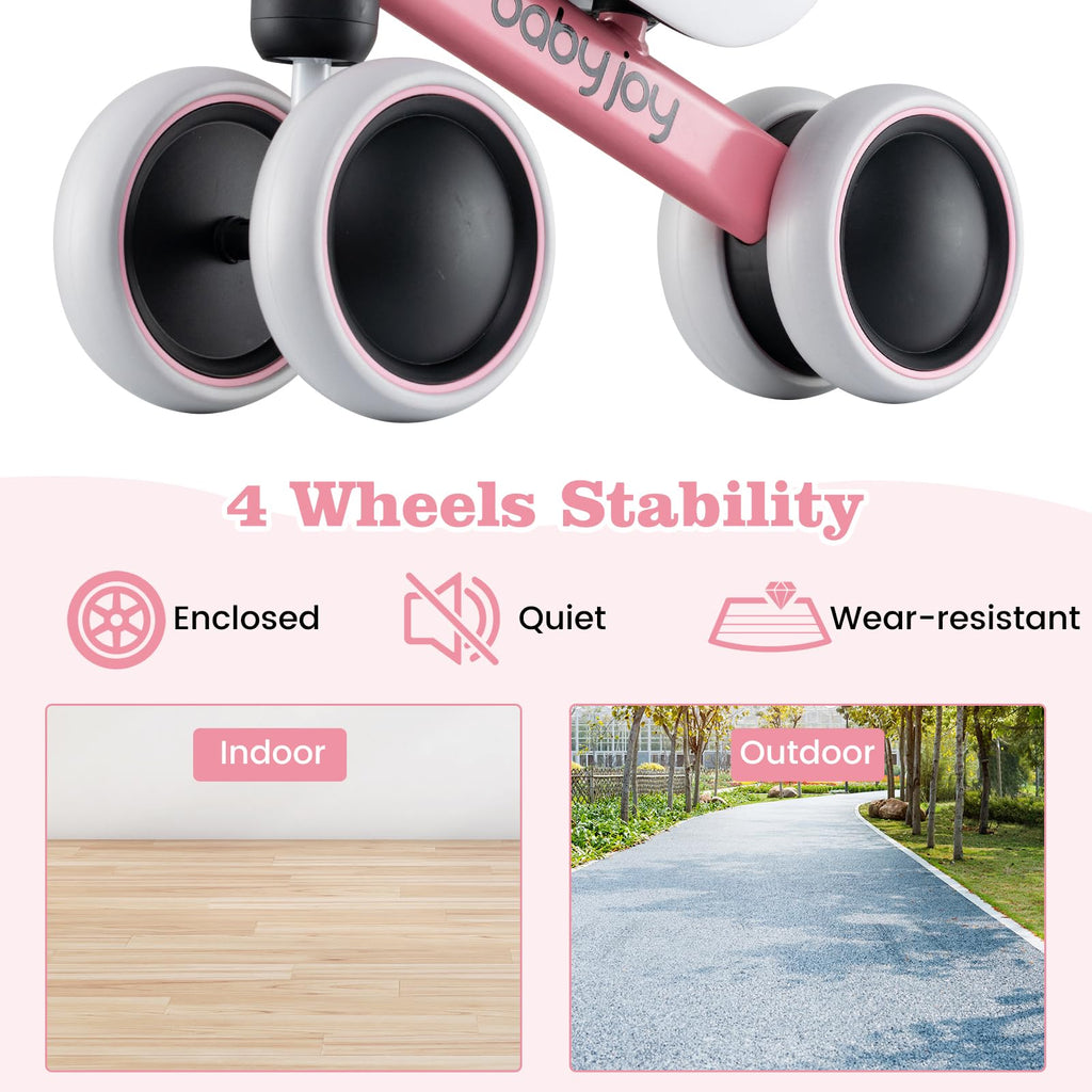No Pedal 4 Wheels Toddler Balance Bike with Soft Seat W333923