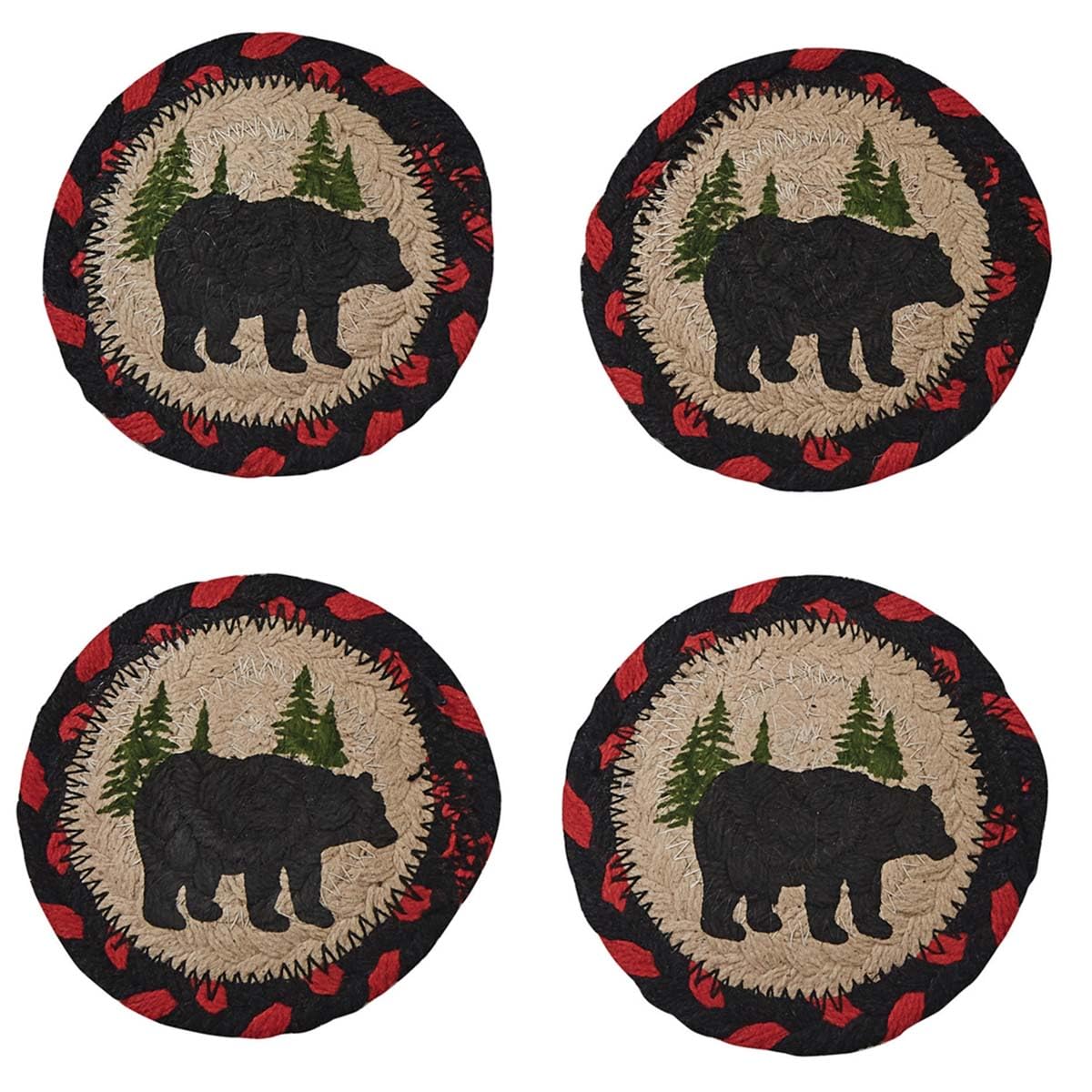 Bear Silhouette Braided Coasters Set of 4 X752