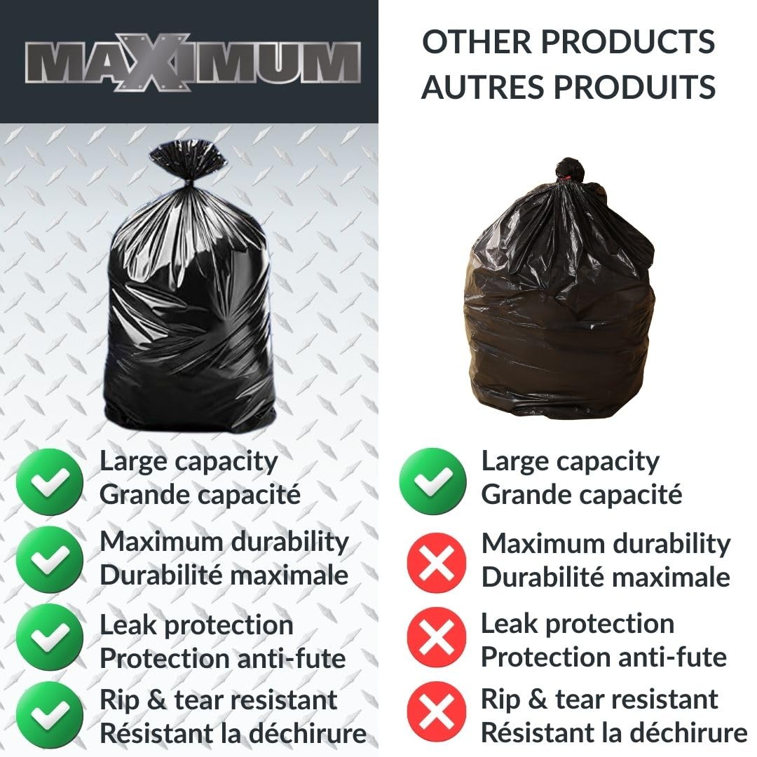 Heavy Duty 42-Gallon 3 Mil Black Garbage Bags 32 Counts C293215