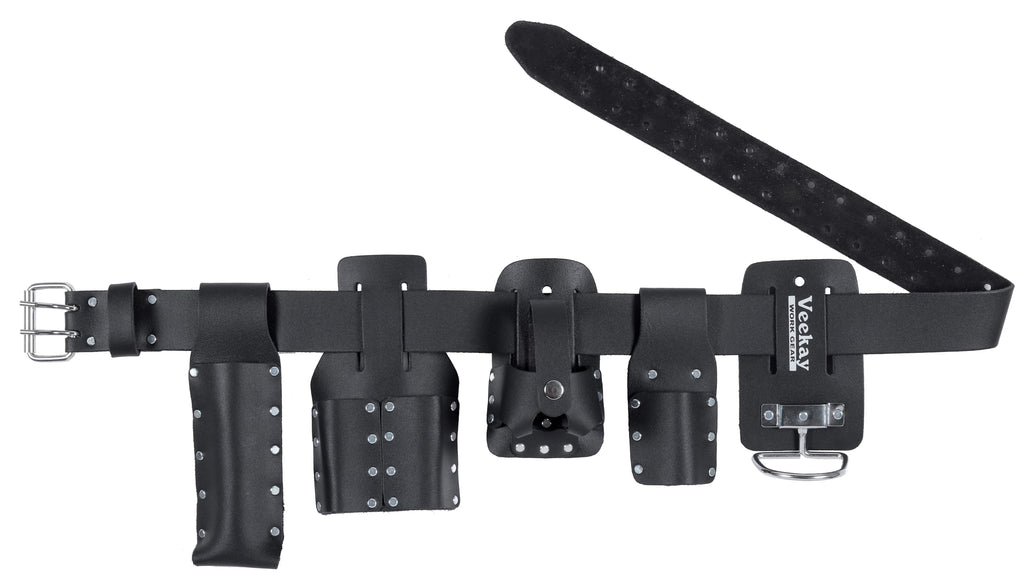 Black Leather 5-Piece Tool Belt Set N4663