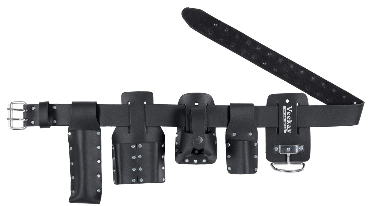 Black Leather 5-Piece Tool Belt Set N4663