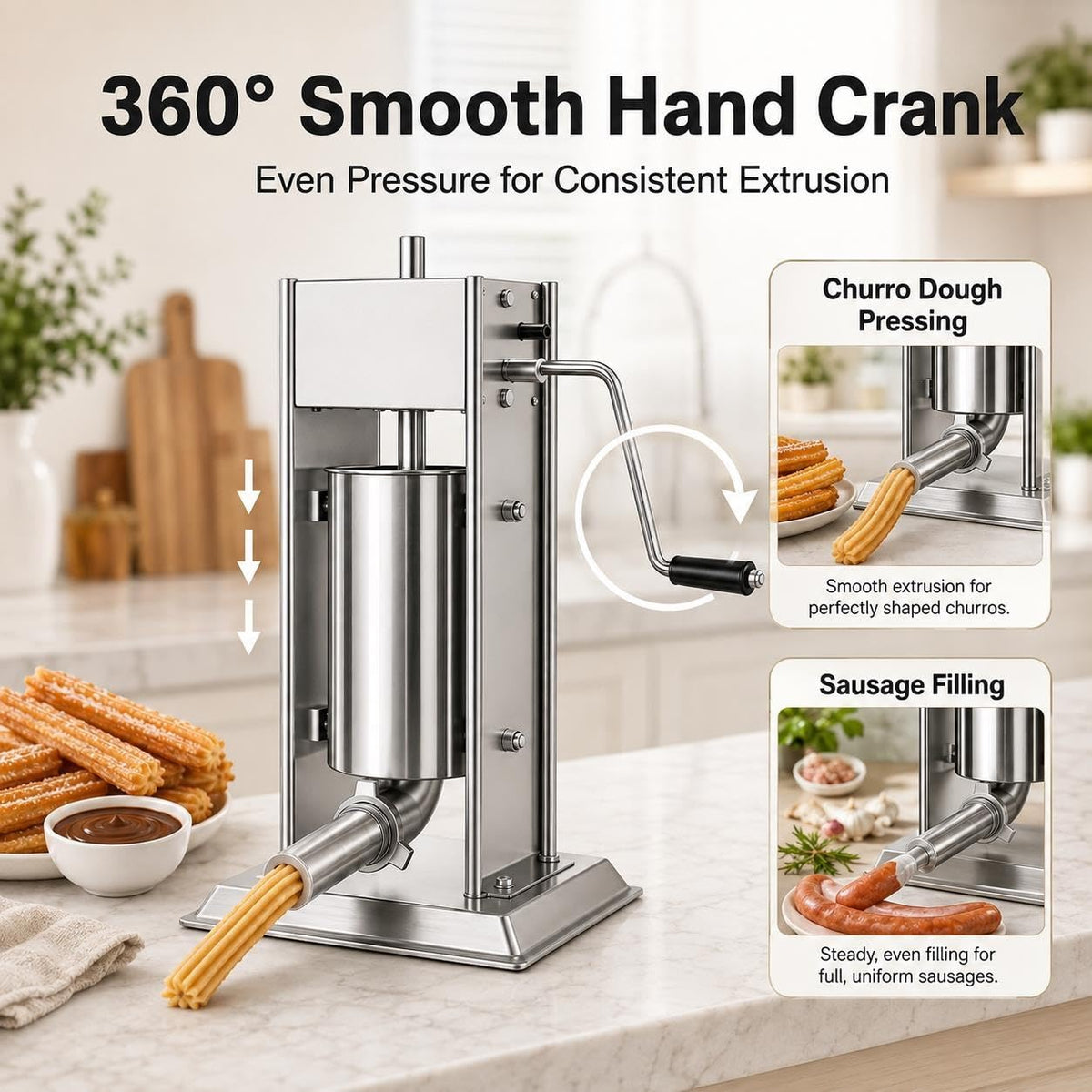 3L 304 Stainless Steel Sausage Stuffer & Churro Maker D626935