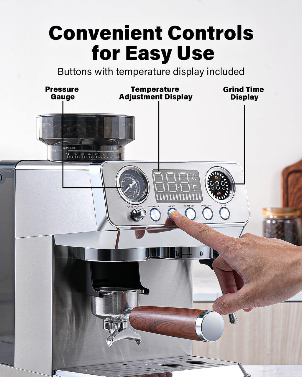 20 Bar Espresso Machine with Built-In Grinder L523881