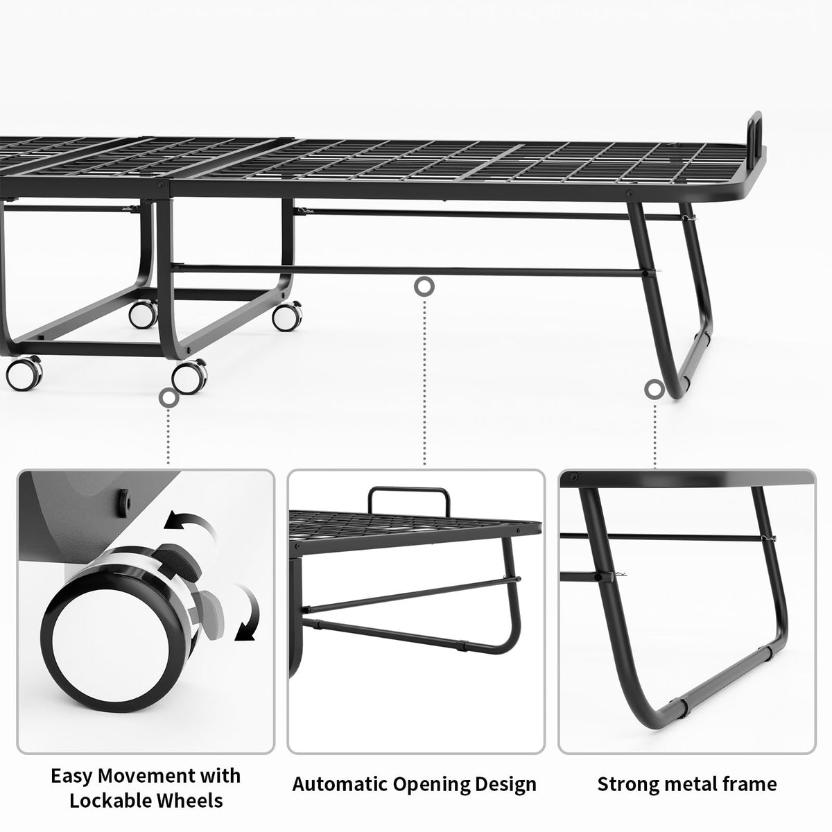 Folding Bed with Mattress 75''x31'' 5 Inch Memory Foam Metal Frame F27887
