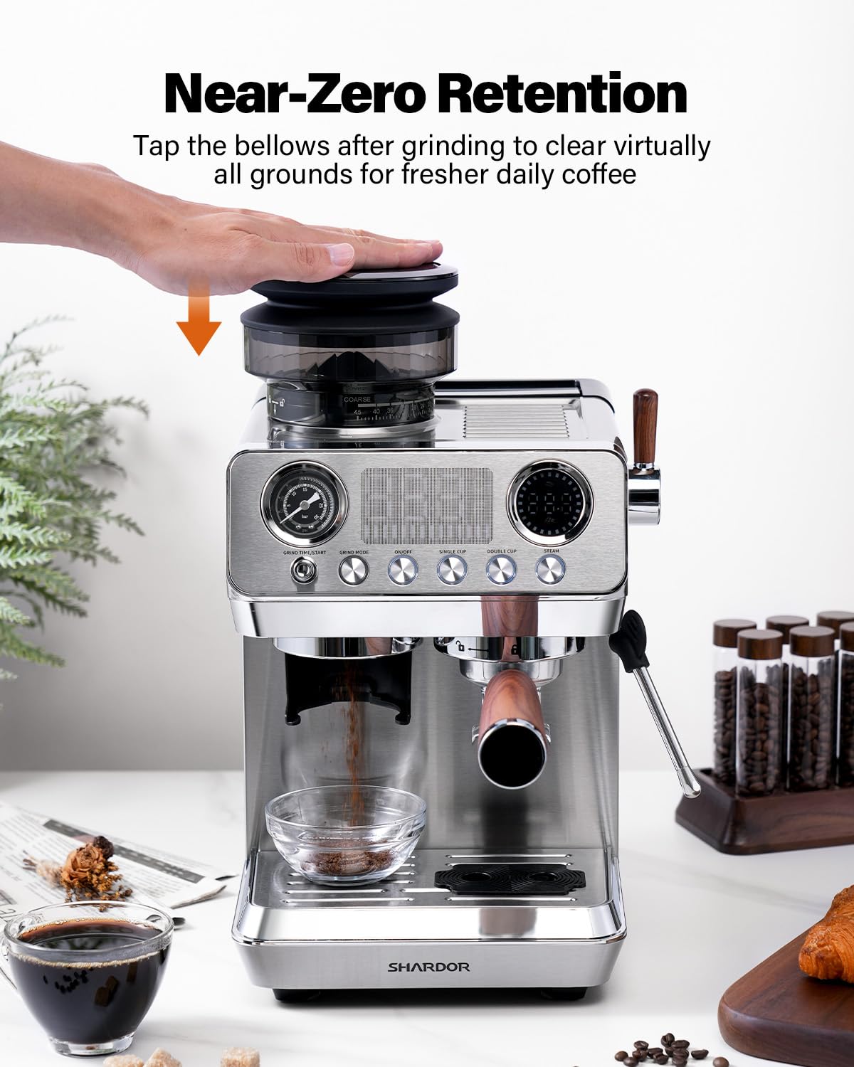 20 Bar Espresso Machine with Built-In Grinder L523881