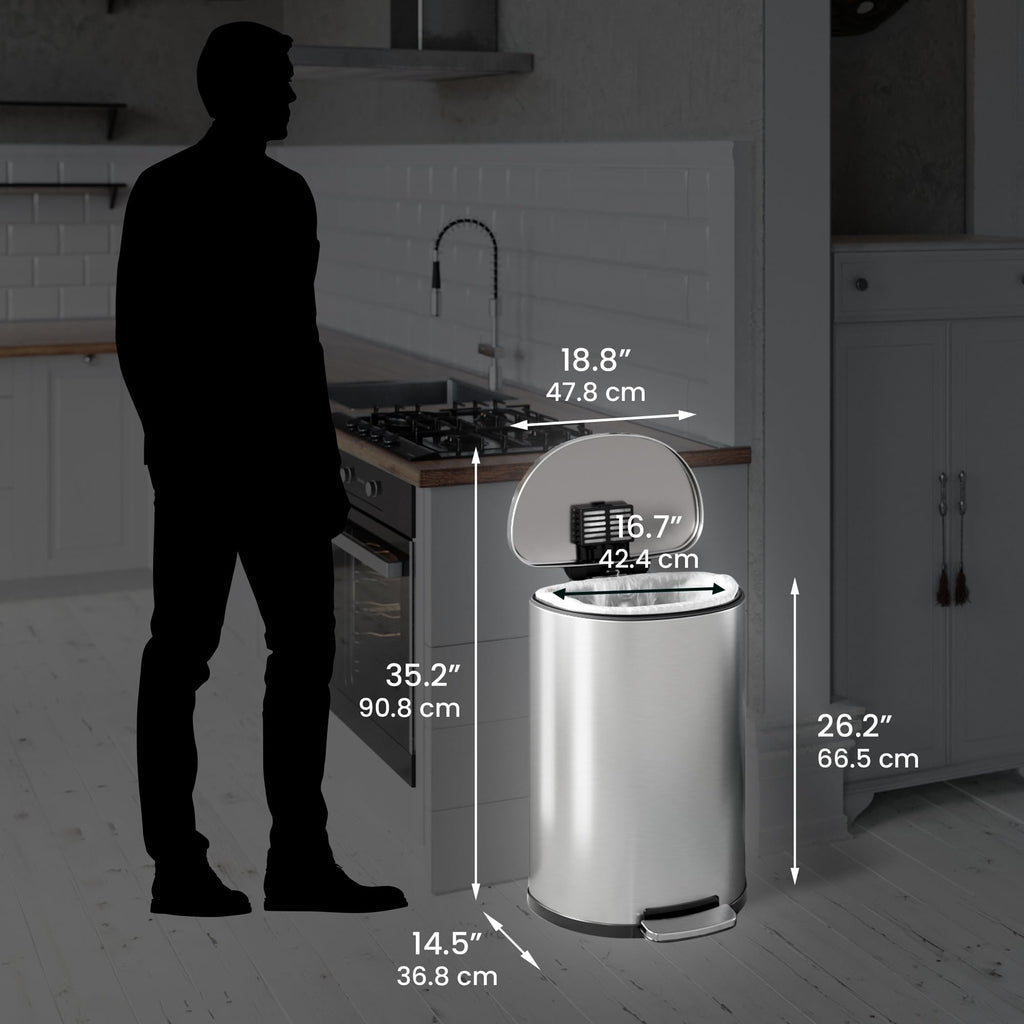 13.2 Gallon Stainless Steel Step Trash Can S241989