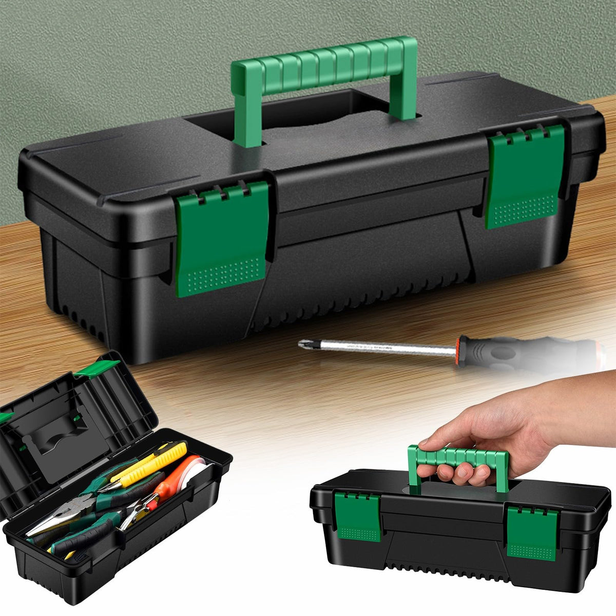 10-inch Plastic Tool Box with Handle and Removable Tray Z567901