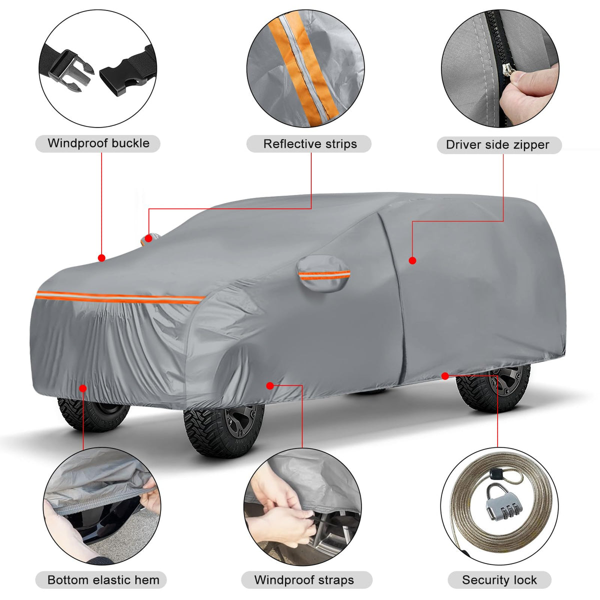 Waterproof Truck Cover for CrewCab 5.5/5.7/5.8 ft with Camper Shell Topper H992126